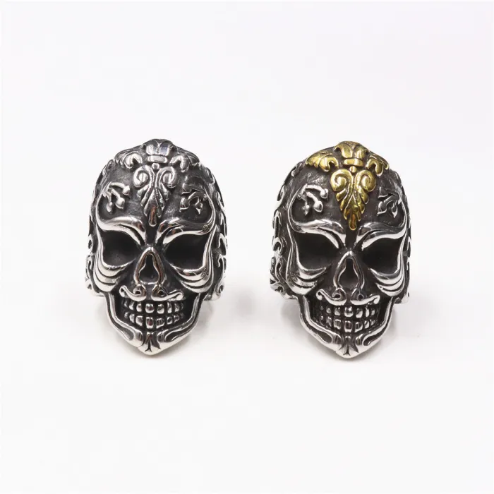 Engraved Skull Ring – Punk Style Stainless Steel Men’s Statement Jewelry, Wholesale & Dropshipping Available