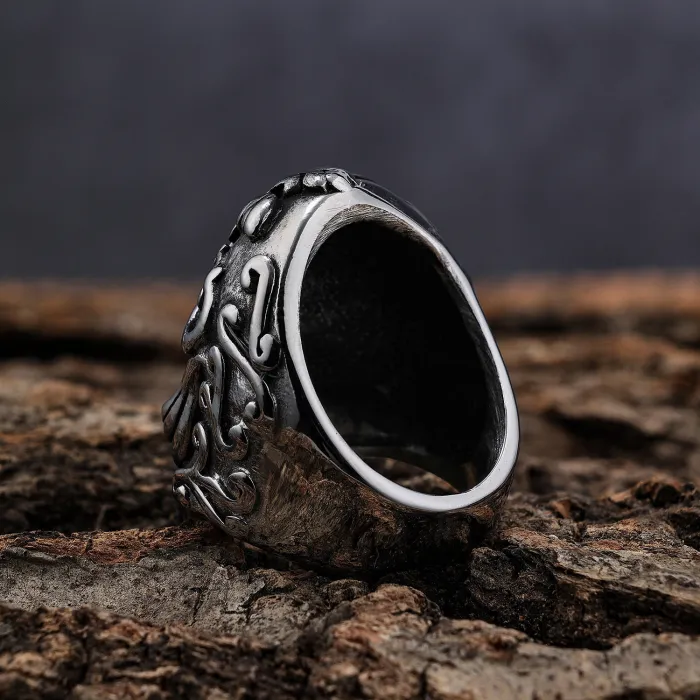 Engraved Skull Ring – Punk Style Stainless Steel Men’s Statement Jewelry, Wholesale & Dropshipping Available