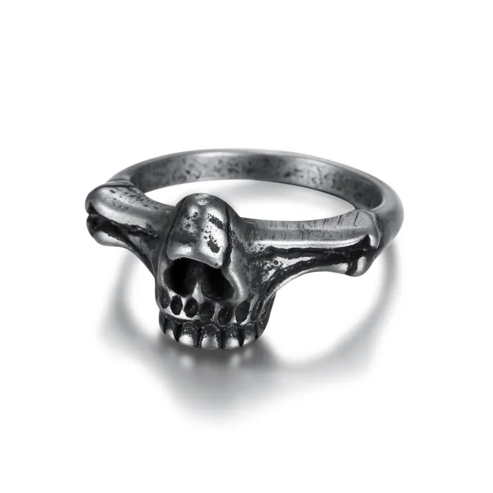 Mini Skull Ring – Vintage INS Style Titanium Steel Unisex Band, Trendy Gothic Jewelry Wholesale In Stock