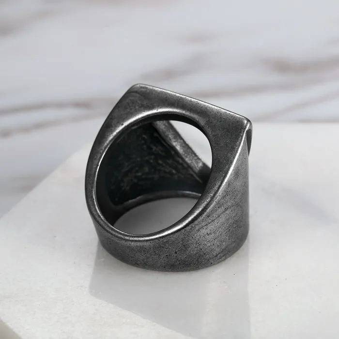Geometric Triangle Ring – Hollow Cutout Titanium Steel Men’s Band, Minimalist Street Style Jewelry Wholesale