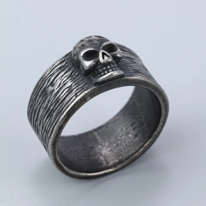 Vintage Skull Ring – Unisex Gothic Punk Style Stainless Steel Band, Retro Skeleton Jewelry Wholesale