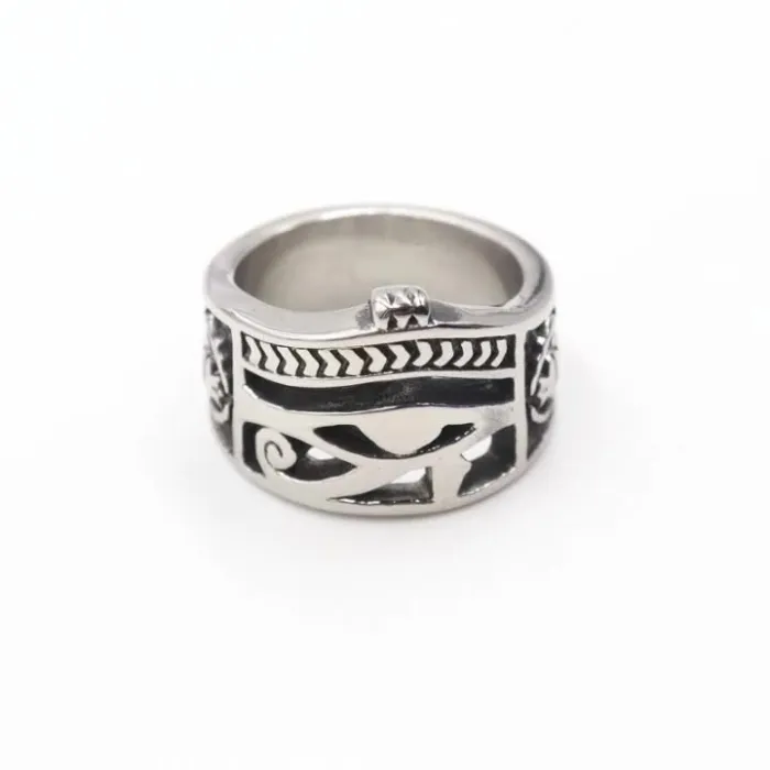 Eye of Horus Ring – Vintage Ankh Cross Stainless Steel Men’s Ring, Egyptian Symbol Jewelry Wholesale