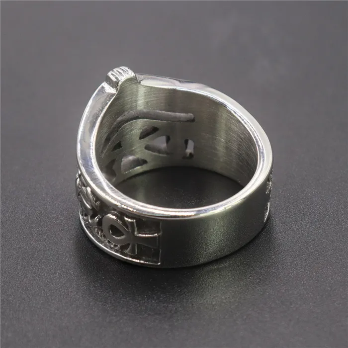 Eye of Horus Ring – Vintage Ankh Cross Stainless Steel Men’s Ring, Egyptian Symbol Jewelry Wholesale