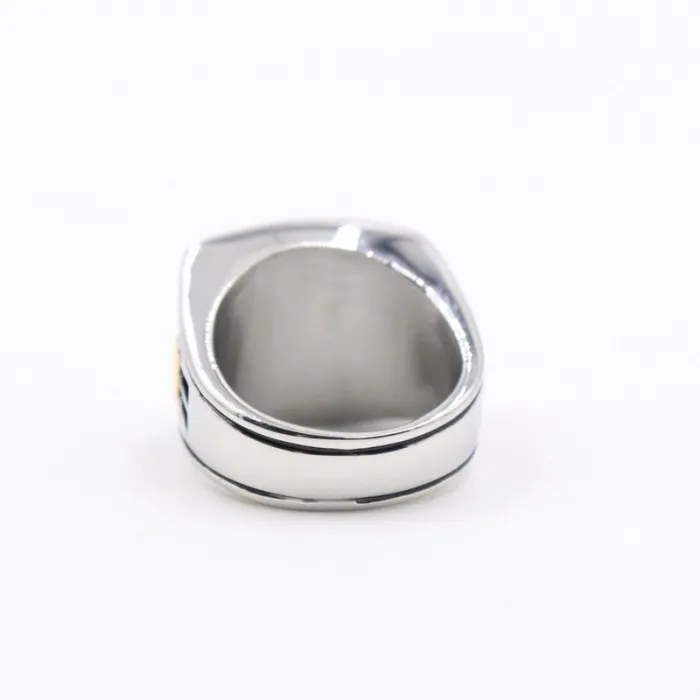Freemason Crescent Moon Star Ring – Stainless Steel Men’s Gothic Masonic Symbol Band, Occult Jewelry Wholesale