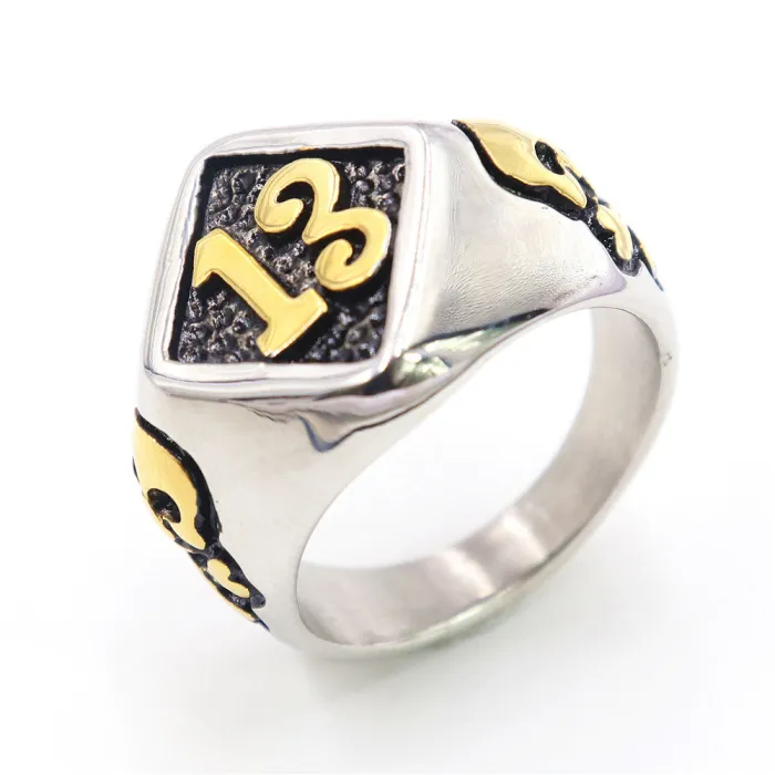Lucky 13 Skull Ring – Biker Style Titanium Steel Unisex Band, Gothic Punk Stainless Steel Jewelry Wholesale