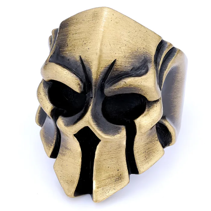 Spartan Skull Helmet Ring – Gothic Punk Warrior Mask Stainless Steel Men’s Ring, Vintage Biker Style Jewelry Wholesale