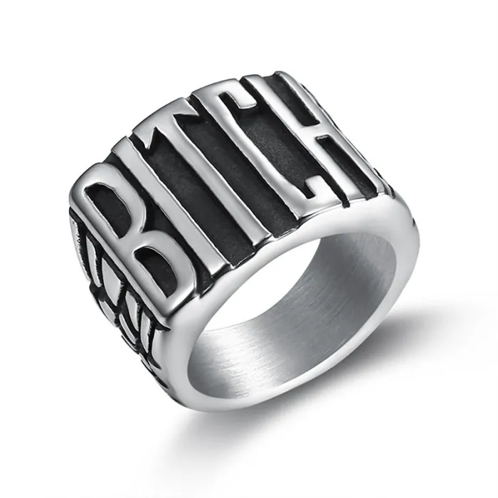 BITC Letter Ring – Stainless Steel Minimalist Women’s Titanium Steel Street Style Ring, Vintage Statement Jewelry Wholesale