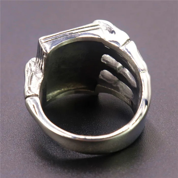 Skull Ace of Spades Ring – Stainless Steel Skeleton Holding Spade Symbol, Unisex Titanium Steel Mini Ring Wholesale