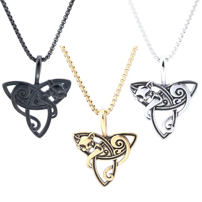 Ancient Egyptian Style Fox Head Pendant – Stainless Steel Gothic Necklace for Men
