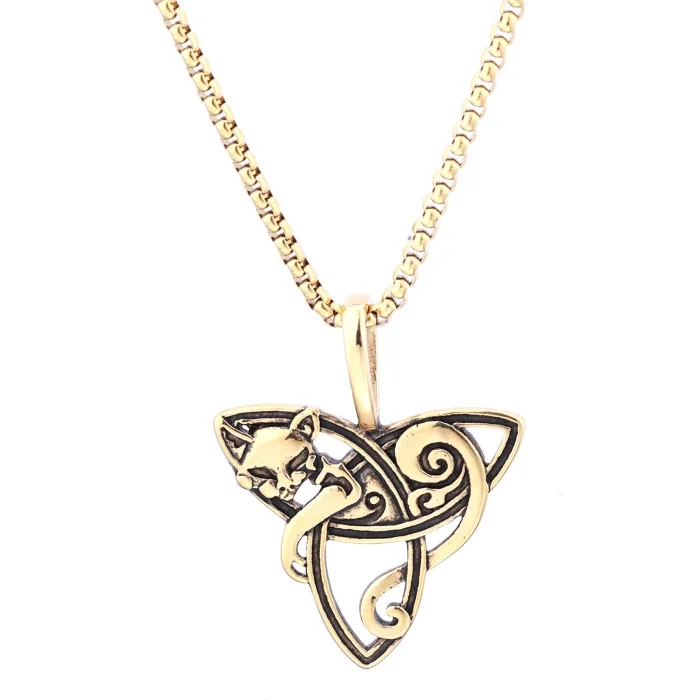 Ancient Egyptian Style Fox Head Pendant – Stainless Steel Gothic Necklace for Men