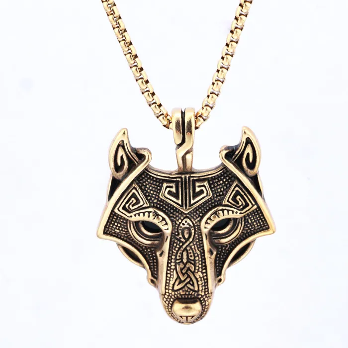 Punk Style Stainless Steel Necklace – Vintage Ice Wolf Head Pendant for Men
