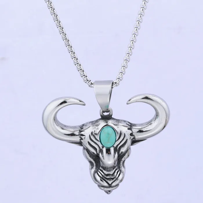 Vintage Ram & Bull Head Pendant Necklace – Stainless Steel, Retro Style, Ready to Ship