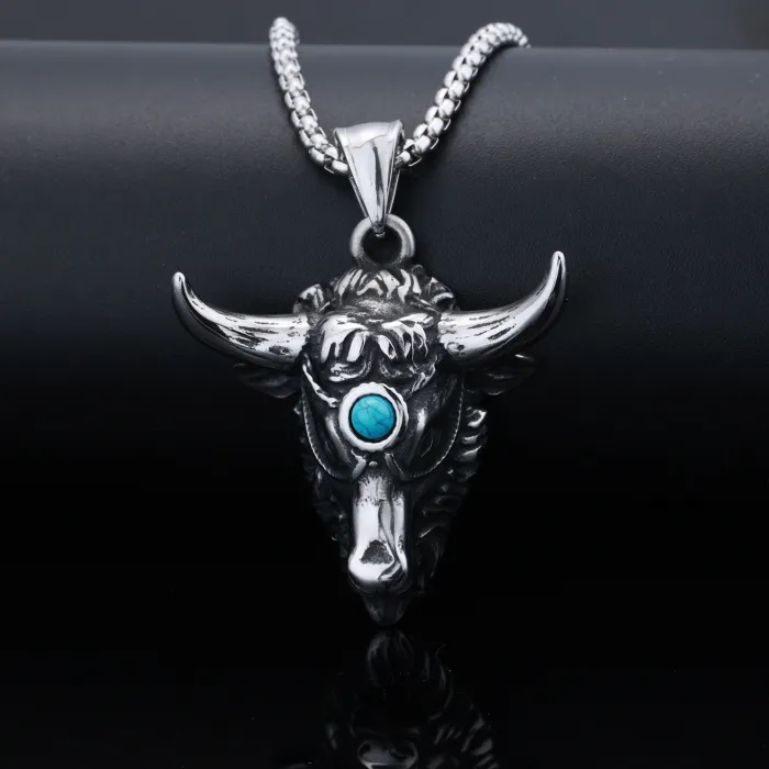 Vintage Ram & Bull Head Pendant Necklace – Stainless Steel, Retro Style, Ready to Ship