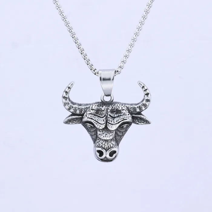 Vintage Ram & Bull Head Pendant Necklace – Stainless Steel, Retro Style, Ready to Ship