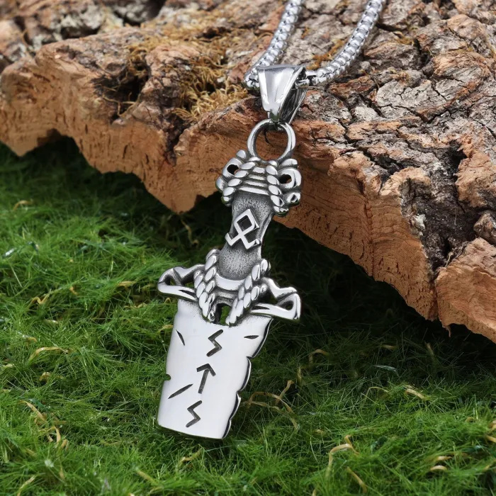 Viking Series Bold Pendant for Men – Silver Punk Style Stainless Steel Necklace