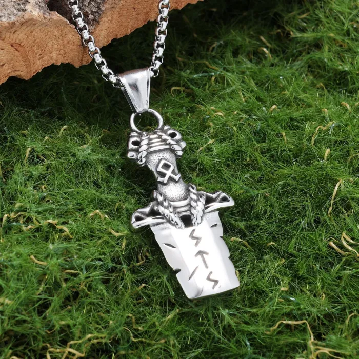 Viking Series Bold Pendant for Men – Silver Punk Style Stainless Steel Necklace