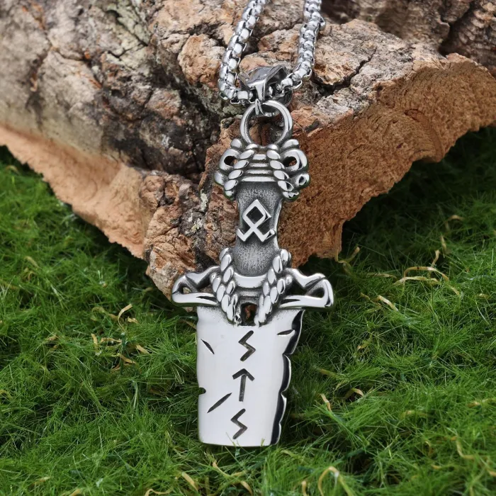 Viking Series Bold Pendant for Men – Silver Punk Style Stainless Steel Necklace