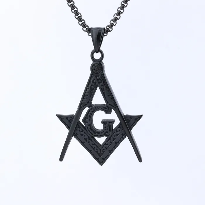 Vintage Freemason AG Pendant – Polished Hollow Stainless Steel Masonic Necklace