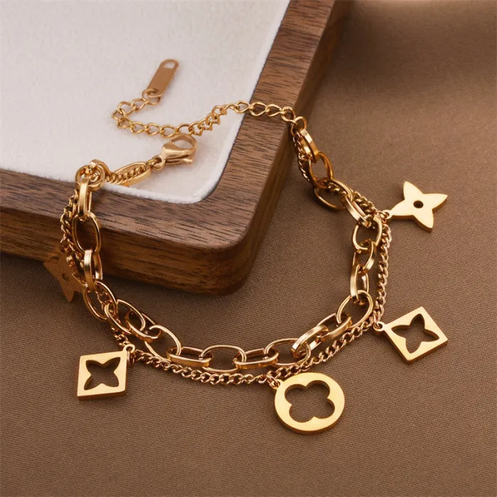 Bohemian Gold Stainless Steel Bracelet – Korean Style Charm Link Chain for Women | Tarnish-Free Jewelry | Wholesale