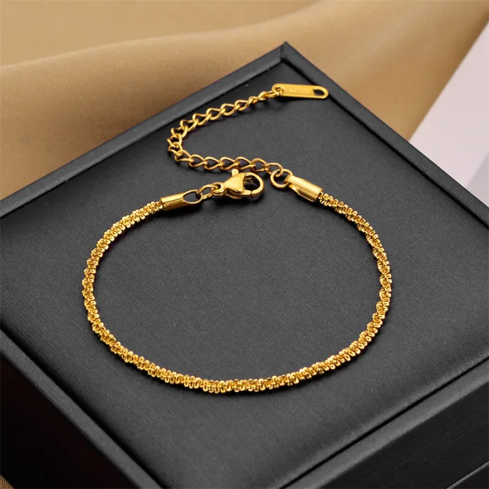 Minimalist Gold Stainless Steel Bracelet – Korean Bohemian Style Slim Chain for Women | Tarnish-Free Jewelry | Wholesale