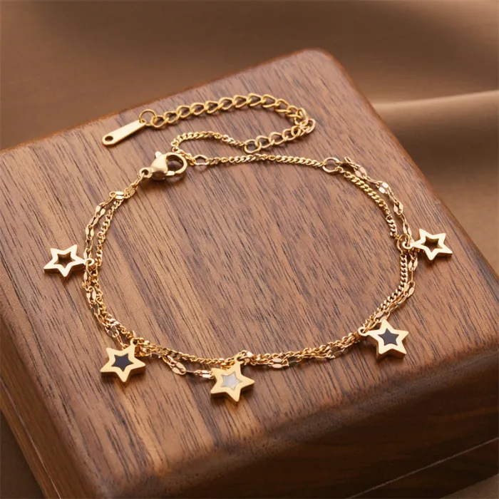 Star Charm Bracelet – Korean Stainless Steel Boho Chain for Women | Minimalist Jewelry | Wholesale