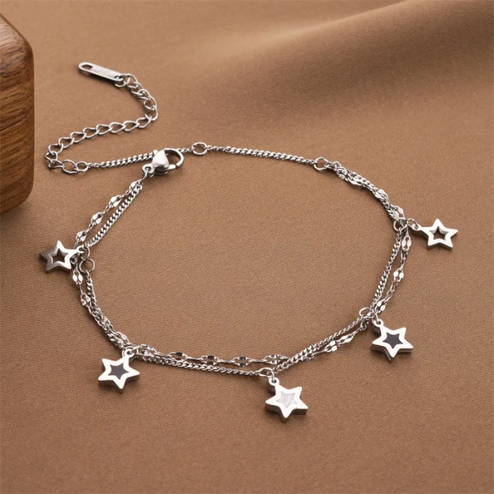 Star Charm Bracelet – Korean Stainless Steel Boho Chain for Women | Minimalist Jewelry | Wholesale