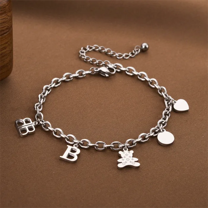 Cute Charm Bracelet – Gold Chain with Mixed Pendants | Playful Korean Jewelry for Women | Wholesale