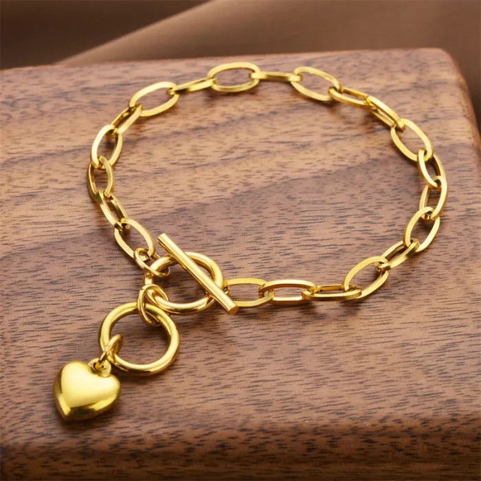 Round Charm Bracelet – Korean Style Stainless Steel Jewelry with Roman Numerals | Minimalist Design | Wholesale