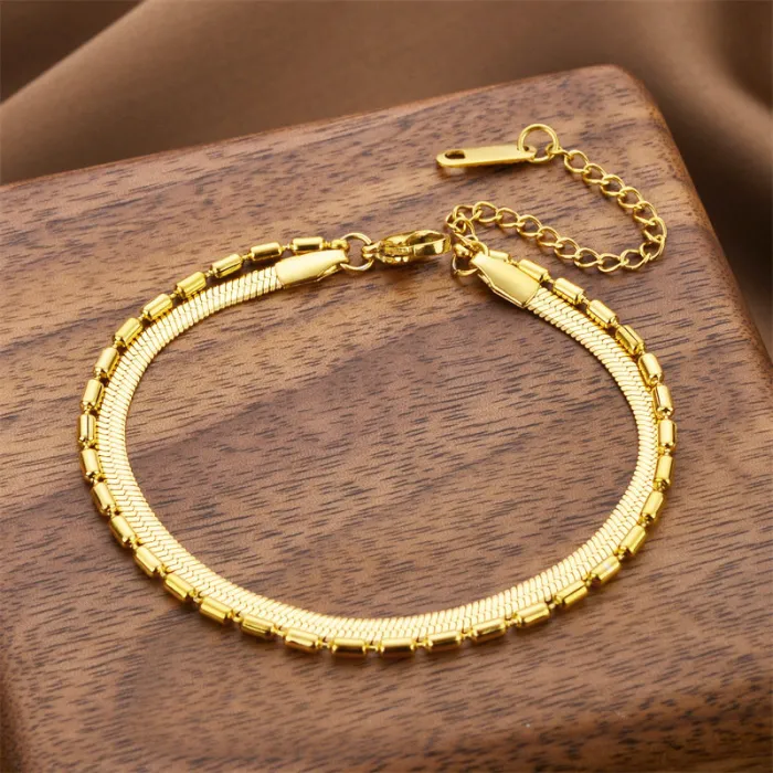 Clover Dangle Bracelet – Double Chain Korean Stainless Steel Charm Jewelry | Fashion Accessories | Wholesale
