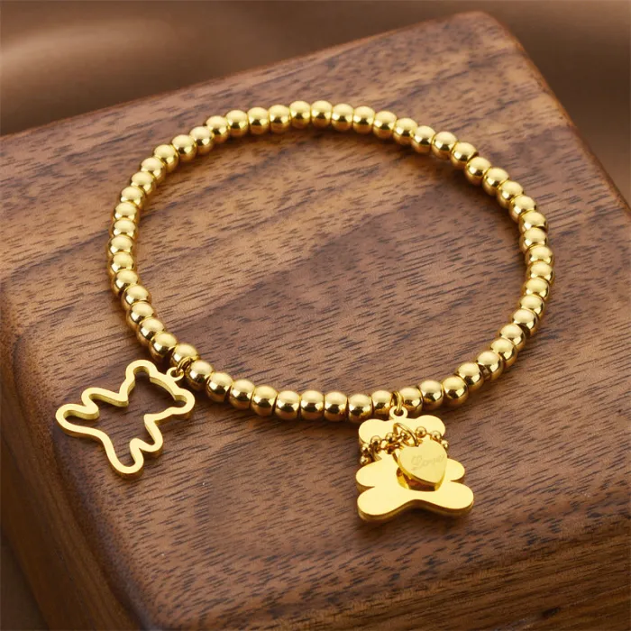 Gold Dot Charm Bracelet – Minimalist Geometric Stainless Steel Jewelry for Women | Modern Korean Style | Wholesale