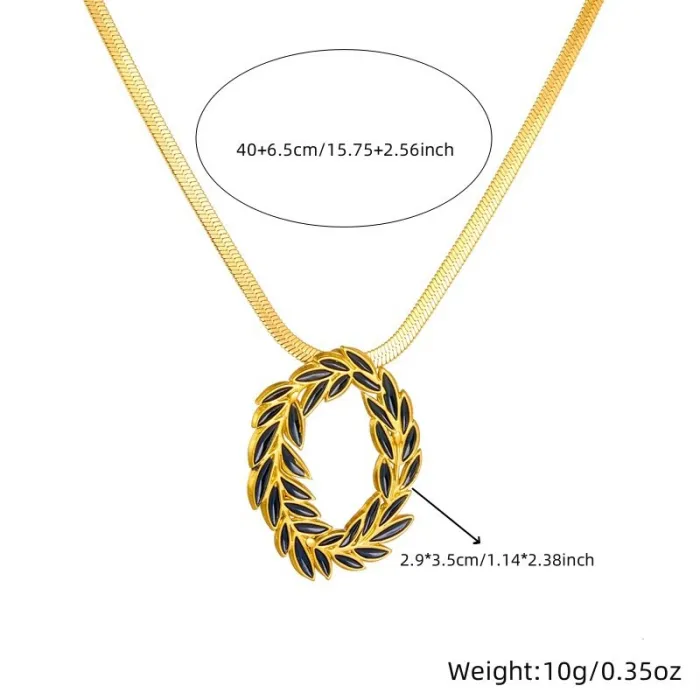 Black Leaf Jewelry Set for Women – Gold-Plated Stainless Steel Earrings, Ring & Necklace | Vintage Botanical Design | Wholesale Accessories