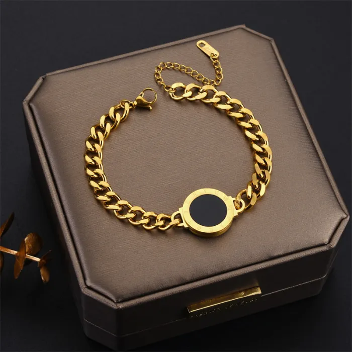 Chunky Roman Coin Jewelry Set – Vintage Gold Stainless Steel Necklace & Bracelet with Heavy Chain Links | Statement Accessories for Women | Wholesale