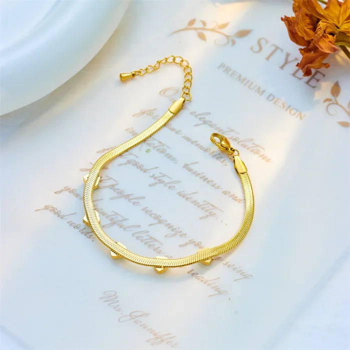 Emerald Green Heart Jewelry Set – Dainty Zircon Bracelet & Snake Chain Necklace in Gold-Plated Stainless Steel | Minimalist Gift for Women | Wholesale