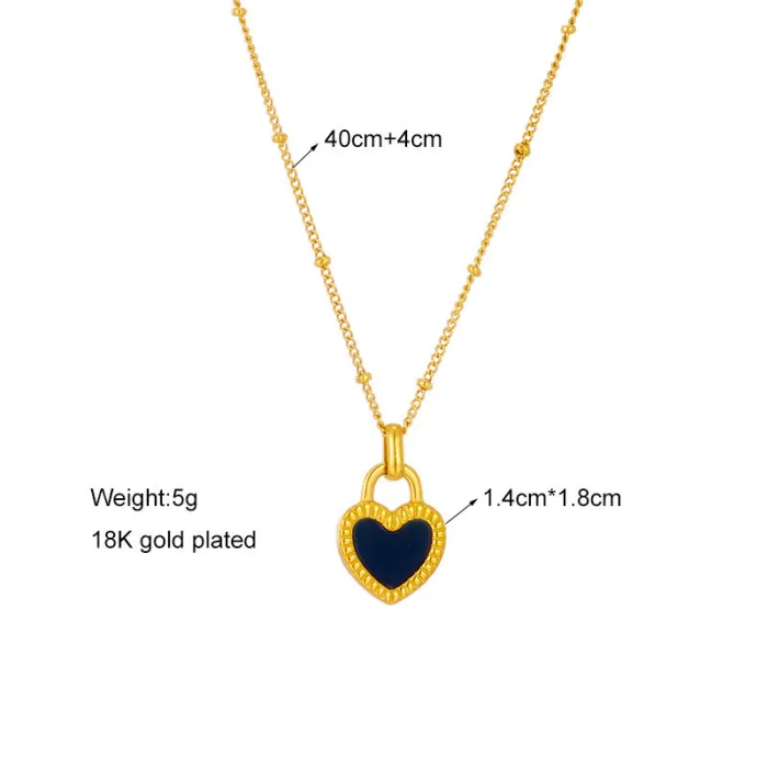 Minimalist Heart Pendant Jewelry Set – Stainless Steel Dangle Earrings & Clavicle Chain Necklace for Women | Cute Romantic Style | Wholesale