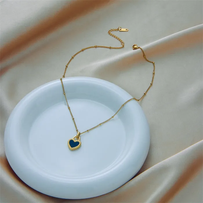 Minimalist Heart Pendant Jewelry Set – Stainless Steel Dangle Earrings & Clavicle Chain Necklace for Women | Cute Romantic Style | Wholesale
