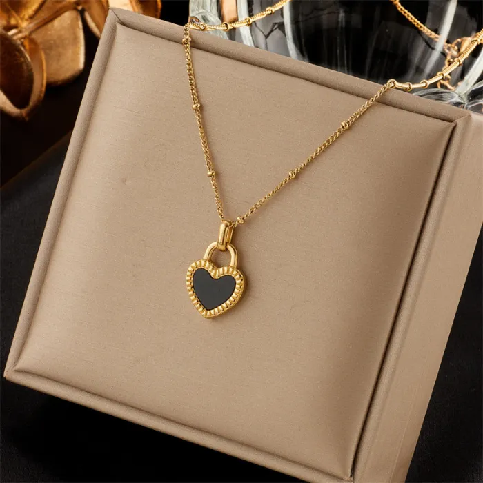 Minimalist Heart Pendant Jewelry Set – Stainless Steel Dangle Earrings & Clavicle Chain Necklace for Women | Cute Romantic Style | Wholesale