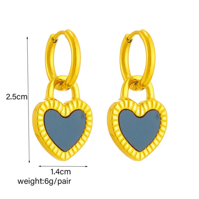 Minimalist Heart Pendant Jewelry Set – Stainless Steel Dangle Earrings & Clavicle Chain Necklace for Women | Cute Romantic Style | Wholesale