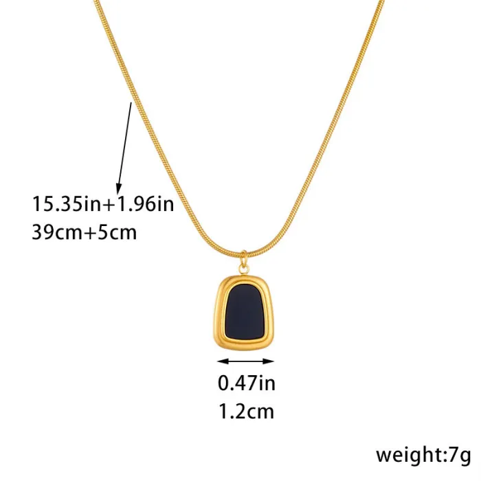Geometric Trapezoid Pendant Jewelry Set – Gold-Plated Stainless Steel Chain Necklace & Earrings | Vintage Minimalist Style | Wholesale