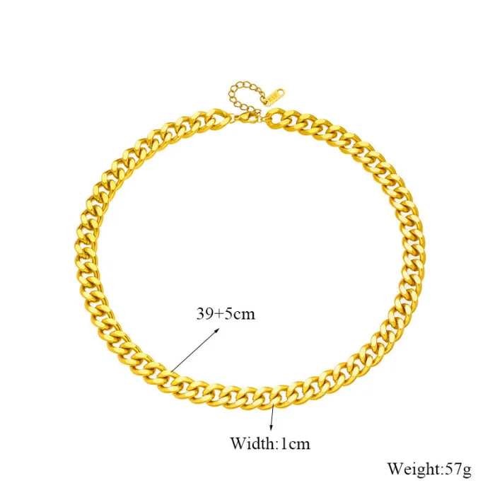 Hip Hop Punk Chain Jewelry Set – Heavy-Duty Gold-Plated Titanium Steel Necklace & Bracelet for Men and Women | Street Style | Wholesale