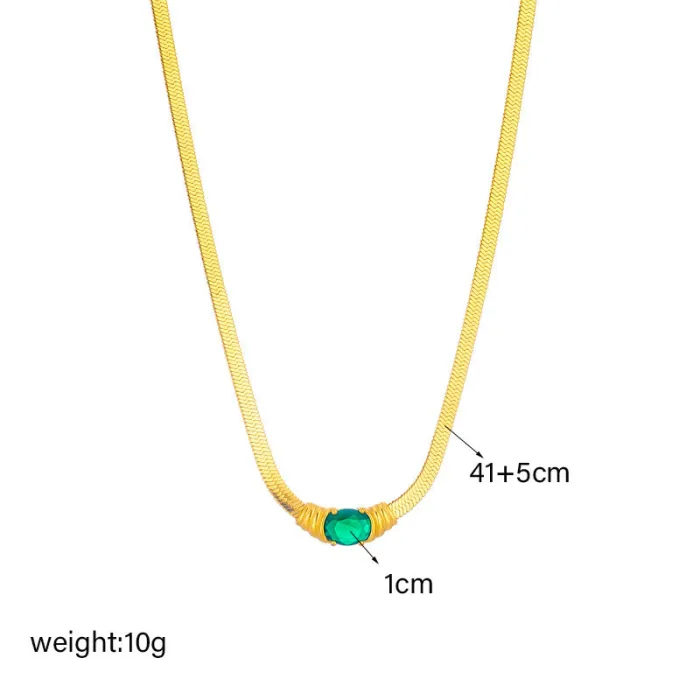 Faceted Rhinestone Snake Chain Jewelry Set – Gold-Tone Stainless Steel Bracelet & Necklace in Vintage Minimalist Style | Wholesale Accessories