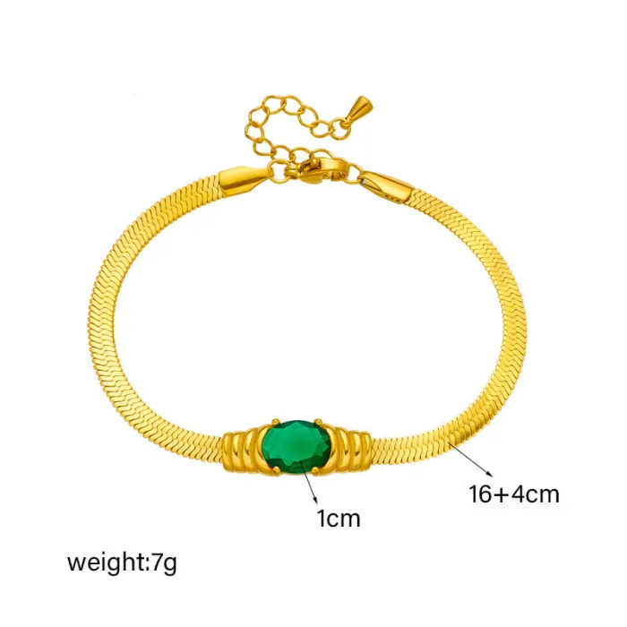 Faceted Rhinestone Snake Chain Jewelry Set – Gold-Tone Stainless Steel Bracelet & Necklace in Vintage Minimalist Style | Wholesale Accessories