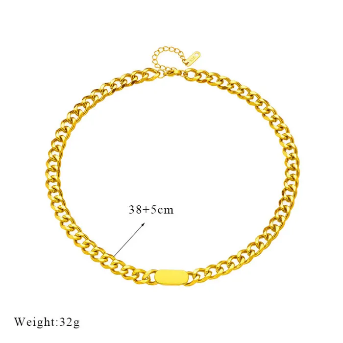 Gold Chunky Chain Jewelry Set – Unisex Hip Hop Titanium Steel Necklace & Bracelet for Men and Women | Minimalist Statement Style | Wholesale