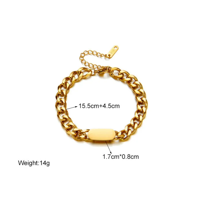 Gold Chunky Chain Jewelry Set – Unisex Hip Hop Titanium Steel Necklace & Bracelet for Men and Women | Minimalist Statement Style | Wholesale