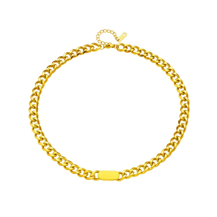 Gold Chunky Chain Jewelry Set – Unisex Hip Hop Titanium Steel Necklace & Bracelet for Men and Women | Minimalist Statement Style | Wholesale