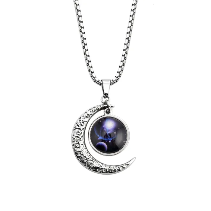 Zodiac Glow-in-the-Dark Necklace – 12 Constellation Pendants in Stainless Steel for Couples | Trendy Ins Style | Wholesale
