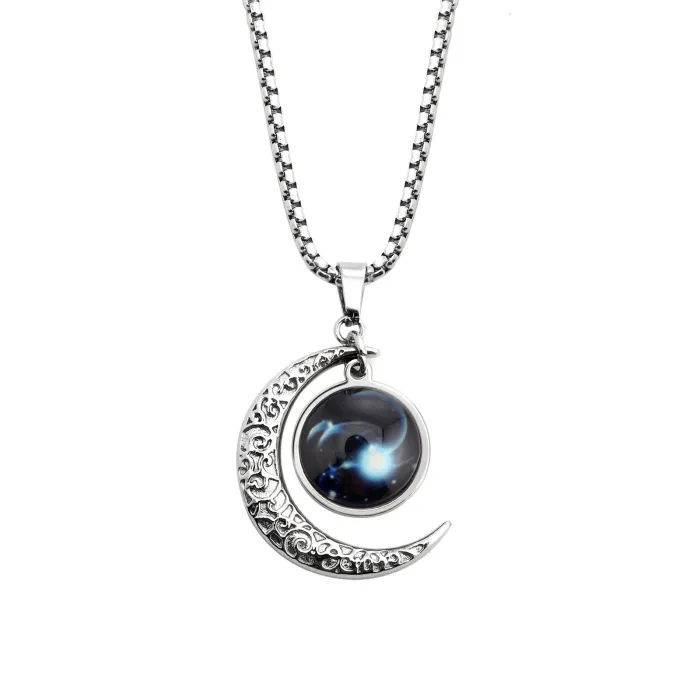 Zodiac Glow-in-the-Dark Necklace – 12 Constellation Pendants in Stainless Steel for Couples | Trendy Ins Style | Wholesale