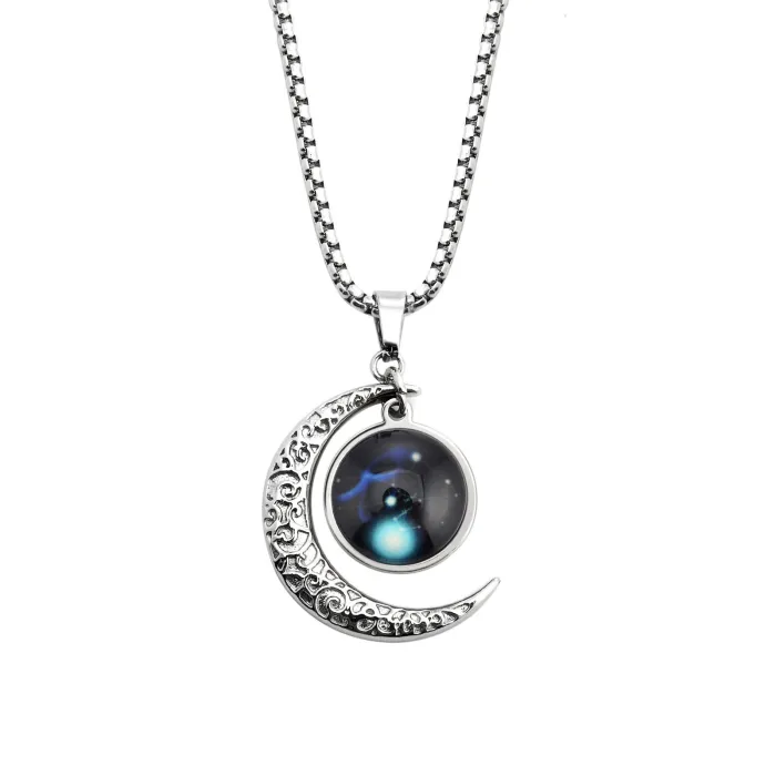 Zodiac Glow-in-the-Dark Necklace – 12 Constellation Pendants in Stainless Steel for Couples | Trendy Ins Style | Wholesale