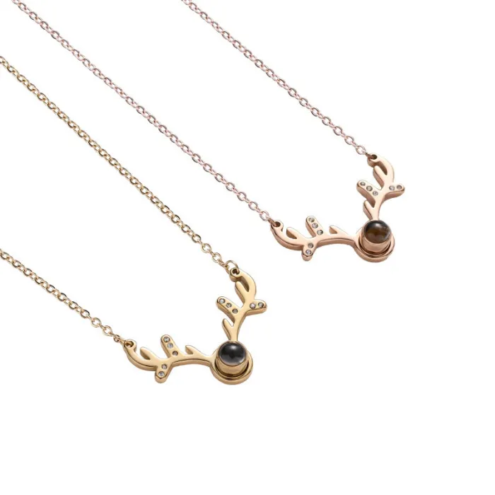 100 Languages "I Love You" Projection Necklace – Deer Pendant Love Message Jewelry for Women | TikTok Viral | Minimalist Gift | Wholesale