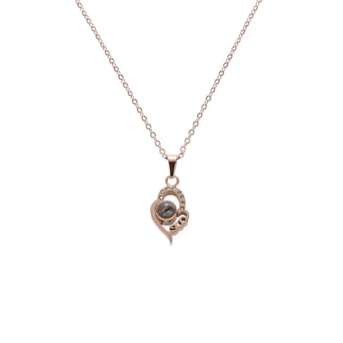 100 Languages "I Love You" Projection Heart Necklace – TikTok Inspired Memory Pendant for Women | Romantic Gift Jewelry | Wholesale