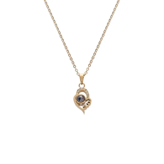 100 Languages "I Love You" Projection Heart Necklace – TikTok Inspired Memory Pendant for Women | Romantic Gift Jewelry | Wholesale